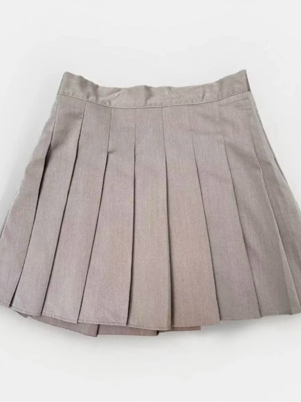 Women’s Pleated Neutral Tan Mini Skirt Academia Old Money Heritage Sz M (8/10)
